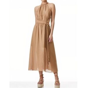 Alice + Olivia Midi Halter Faith Braided Cut-Out Dress
